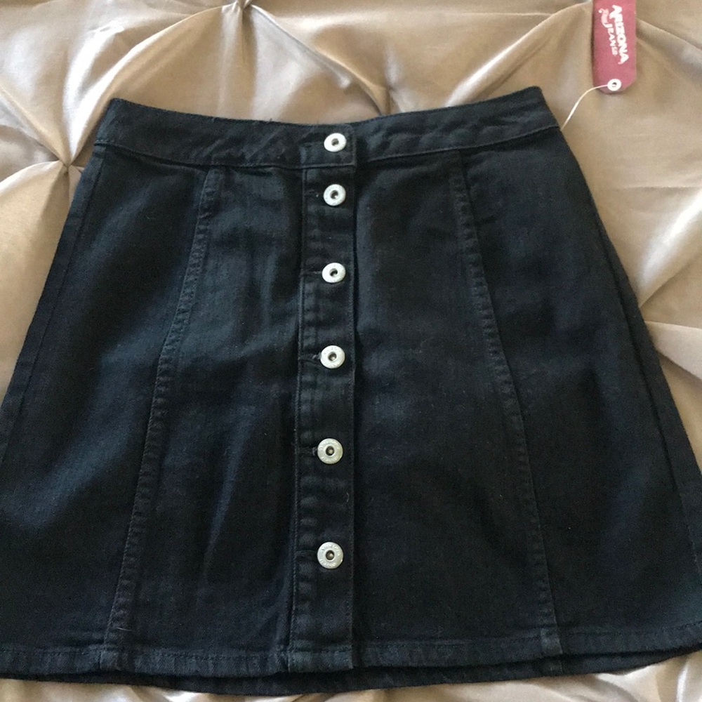 Black denim high waisted skirt